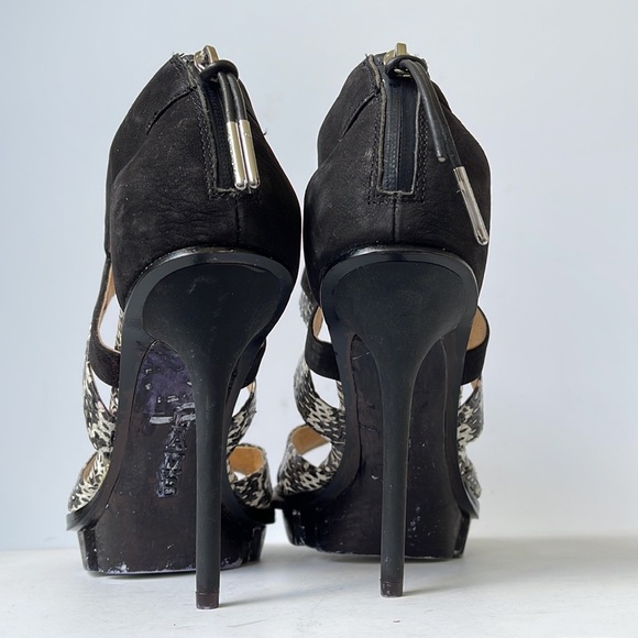 L.A.M.B Open Toe Platform Leather Heel Sandals size 9M - Picture 6 of 9